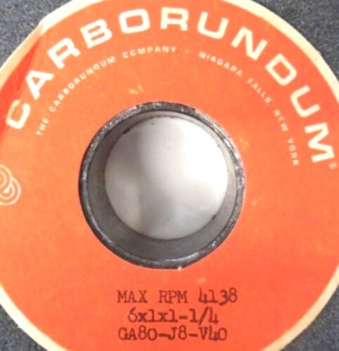 CARBORUNDUM GRINDING WHEEL GA80-J8-V40 6/" D 1-1//4/" ARBOR 1/" THICKNESS