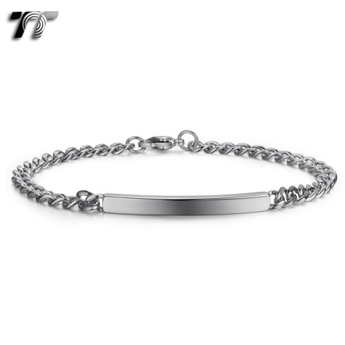 NEW BBR232S TT Slim Silver Tone Stainless Steel ID Bracelet Length 19.5cm