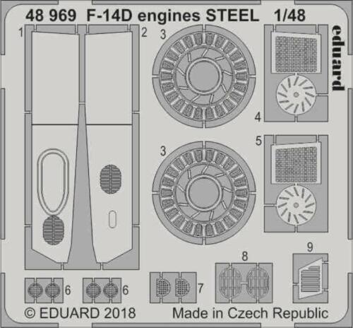 Eduard 1:48 F-14 D Engines Steel PE Detail Set For Tamiya Kit #48969 