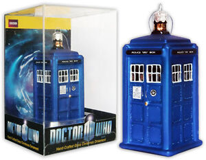 Xmas Matt Smith NEW Dr Doctor Who TARDIS 11cm Tall Glass Christmas Ornament
