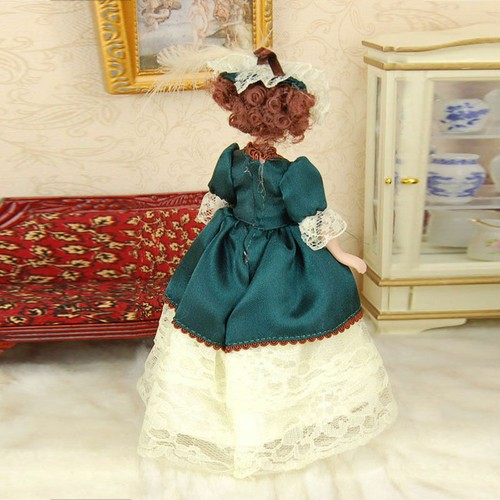 1:12 Dollhouse Lace Skirt And Plumed Hat Miniature Victorian Dolls Fast shippin