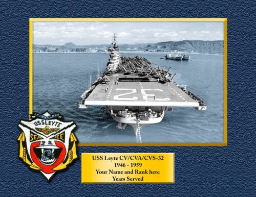 USS LEYTE CVS 32  Custom Personalized Print of US Navy Gift Idea