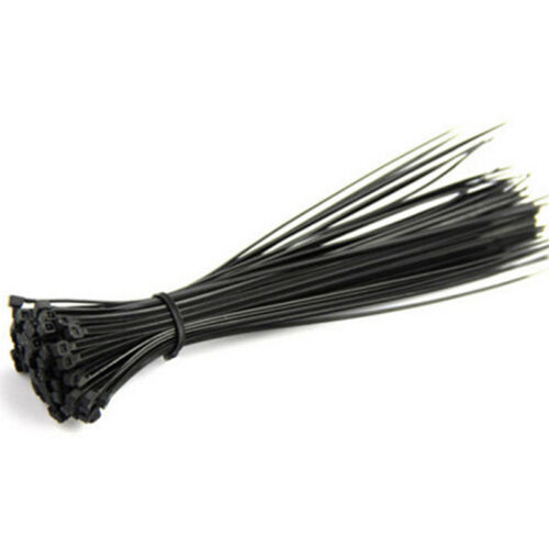 100/200/500X 10cm Black Plastic Zip Trim Wrap Cable Loop Tie Wire Self-Locking^F 