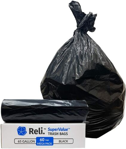 Reli. SuperValue 65 Gallon Trash Bags (60 Count) Toter 64 Gal Trash Can Liners