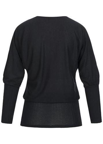 33/% OFF B16129016 Damen Violet Shirt Longform Fledermaus Shirt Zipper schwarz