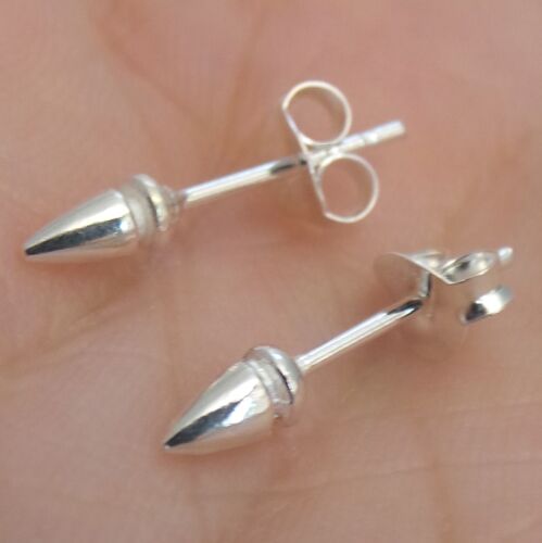 925 Solid Sterling Silver Spike Bullet Rivet Stud Earrings Ear Studs Punk Rock 