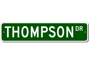 Thompson unidad signo calle apellido Personalizado Personalizado Letrero De Metal-Aluminio 