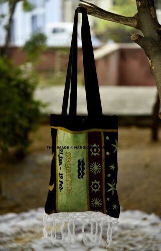 Large Formal Astrology Mandala Indian Carry Bag Hand Printed Work Bohemian Bag