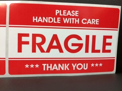 50 3.2x5.2 FRAGILE Stickers Handle with CareThank You Stickers FRAGILE Ship NEW