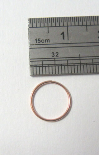 Rose Gold Titanium Seamless No Ball Thin Hoop Ring 22 gauge 9 mm Diameter 