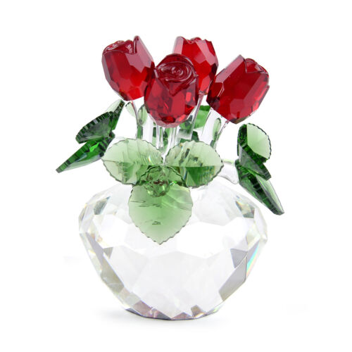 Crystal Flower Figurines Rose Living Room Wedding Mother's Day Gift Ornament 