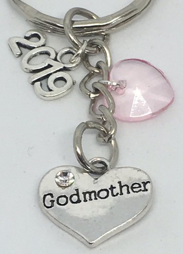 Christening girl pink godmother godfather 2020 keepsake keyring /& gift bag