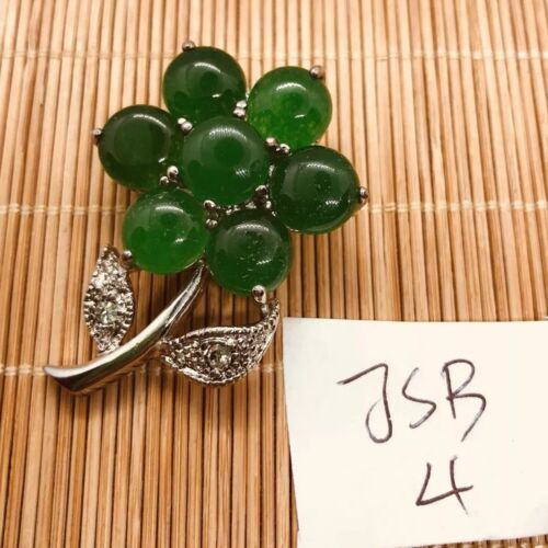 Details about   Women's Gift Burmese Vintage Green Crystal Jade Brooch JSB4 