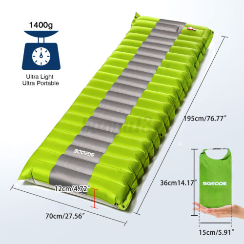US Waterproof Self Inflating Sleeping Pad Foam Camping Mat Air Mattres 