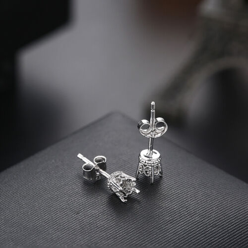 Details about  / Round 3.8mm to 4mm Solid 10K White Gold Precious Metal Without Stones Earrings