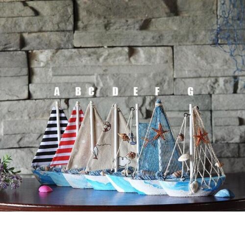 2x Nautical Style Wooden Sailing Boat Home Living Room Decor Crafts Ornament