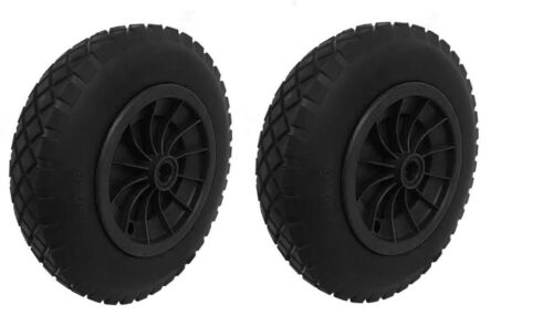 1" BORE Pack of 2 PU 16" Puncture Proof BLACK Wheelbarrow Wheel Tyre 4.80-8 