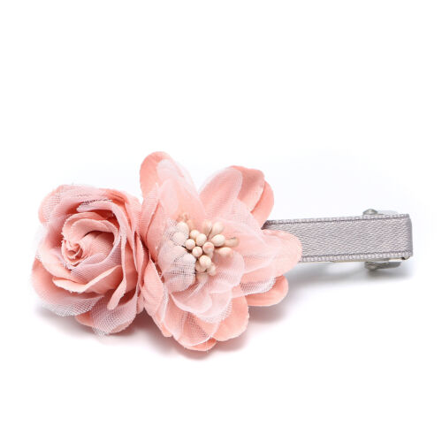 Blush Pink & Grey Fabric Hair Clip Wedding Bridesmaid Bridal Flower Girl 