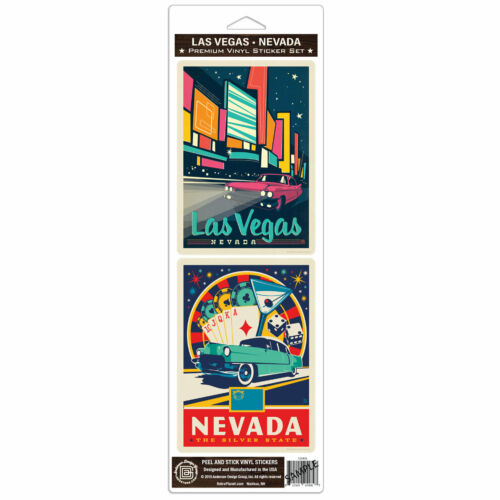 Las Vegas Nevada Strip Sticker Set of 2 Vintage-Style Suitcase Decals 