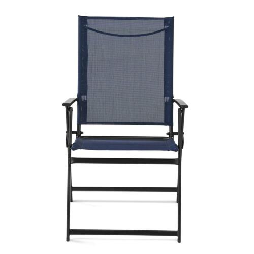 Set of 2 Outdoor Patio Folding Chair Portable Steel Beach Patio Lawn Pool Seat 
