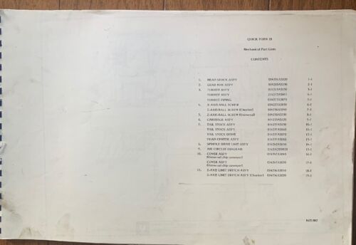 Details about / Mazak Parts List Manual for Quick Turn 20 QT-20M107