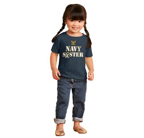 US Navy Sister Armed Forces Military Family Girls Toddler Kids Youth T Shirt 