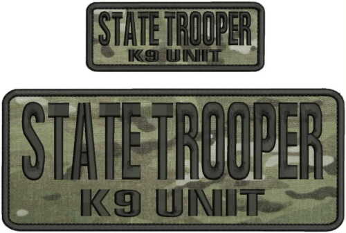 Details about  / STATE Trooper K9 unit embroidery patch 4x10 and 2x5 hook on back camo