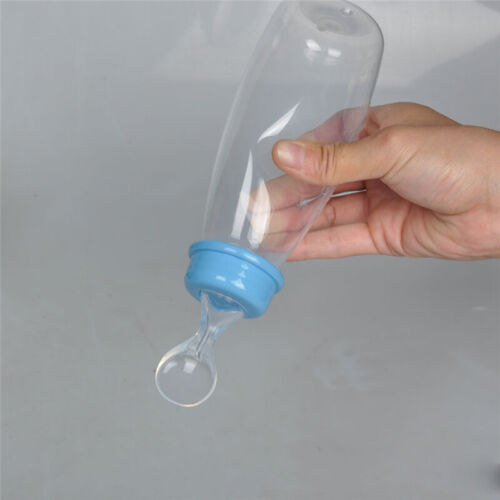 240ml Baby Squeeze Feeding Bottle With Spoon Food Rice Cereal Feeder IT