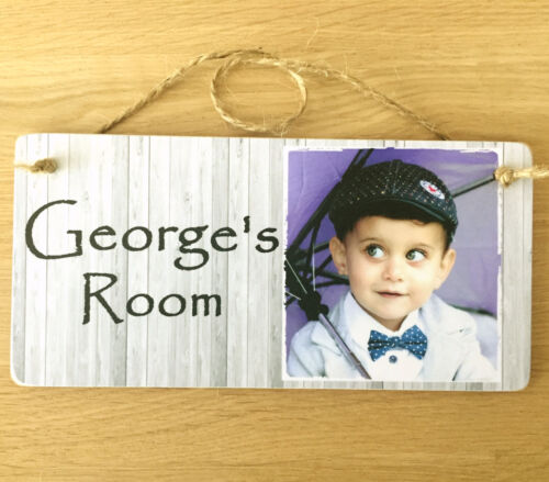 8x4/'/' Personalised Door Name /& Photo Plaque Boy or Girls Bedroom Room Sign Gift