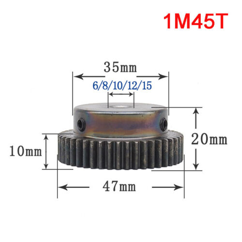 1 Mod 45T 45# Steel Precision Spur Gear With Step Motor Pinion Transmission Gear