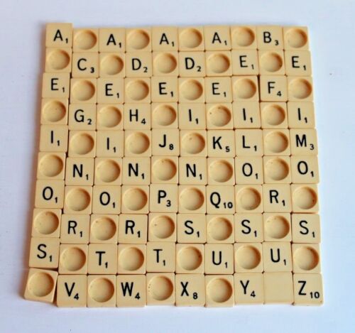 4 Original Plastic Round Backed Scrabble Crafting Tiles Choose your letters