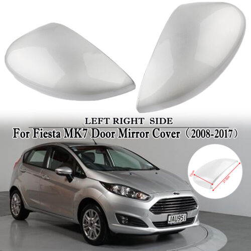 Left Right Side Silver Wing Door Mirror Cover Case For Ford Fiesta MK7 2008-17