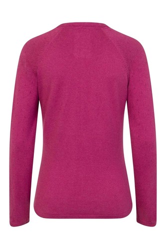 Ladies Mistral Pretty Pointelle Crew Neck Cardi in Fuschia