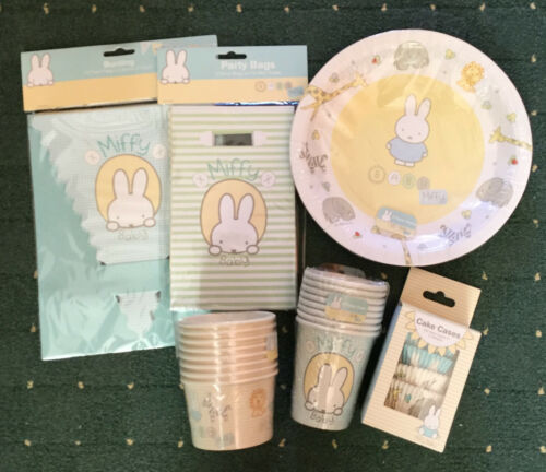 Plates Banner Cake cases Cups SET Miffy Baby Party Stationery Tableware