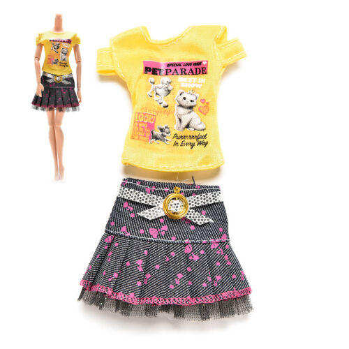 2 Pcs//set Fashion Clothes for s Short Skirt T-shirt Doll Accessories NiceF27