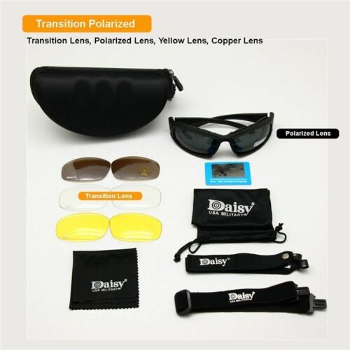 Men Tactical Glasses Sports Transition Polarized Daisy X7 Sunglasses 4 Lens Kit 