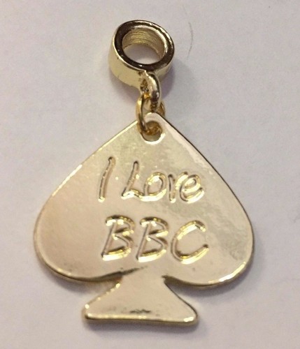SILVER I LOVE BBC Spade Charm for Anklets Necklace Bracelet etc - BLACK GOLD