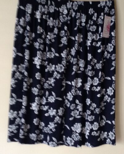 NEW LADIES 100% VISCOSE ELASTIC WAISTBAND FLORAL PRINT PULL ON SKIRT *2 COLOURS* 