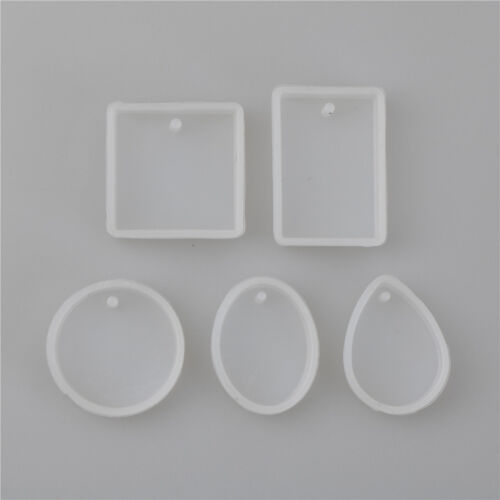 5X Shape Silicone Gem Charm Pendant Mold Jewelry Making Tool with Hanging Hol B$ 