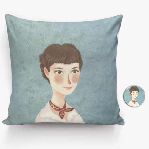 Audrey Hepburn Pillow Cover 40/45cm Hand-painted Style Pillow Case Free Badge 