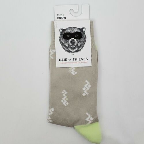 Details about  / Pair of Thieves Mens Crew Socks 1 Pair Gray Yellow Novelty Print