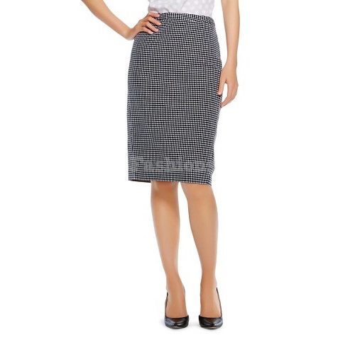 Womens Merona Black and White Plaid Polka Dot Pencil Skirt NWOT 1L12
