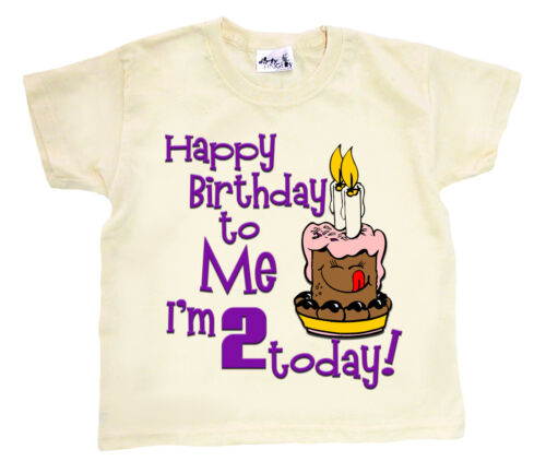 Anniversaire T-Shirt /"Happy Birthday to me i am 2 AUJOURD/'HUI/" 2 ans Cadeau Fête Gâteau
