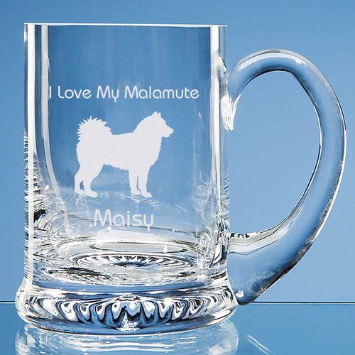 Alaskan Malamute Dog Lover Gift Personalised Engraved Glass Tankard Dad Gift