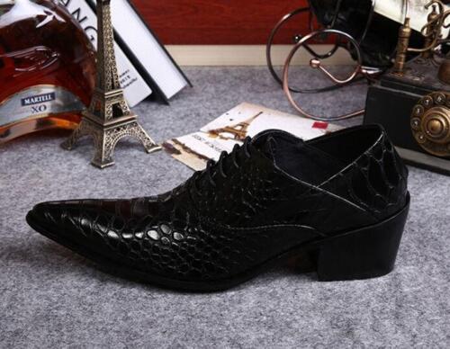 New Mens Pointed Toe Lace Up Dress Formal Cuban Heel Wedding Leather Shoes Hot