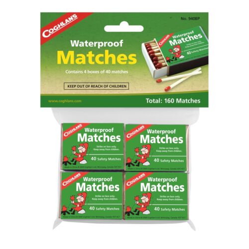 Coghlan's Waterproof Matches 120-Count Wooden Fire Starters 4 Boxes w/Strikers 
