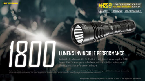 NITECORE MH25S Superior Performance 21700 Long Range Flashlight 1800 Lumen 504m 