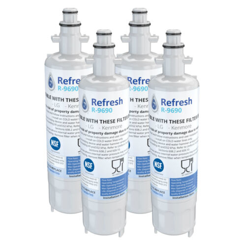 Fits LG LFXS30766S Refrigerators Refresh Replacement Water Filter 4 Pack 