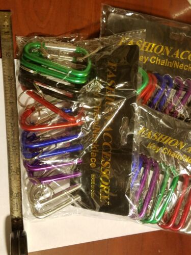Spring Clip Key Chain 75mm Aluminum 150lb 12 Pack of 3/" Inch Colored Carabiners