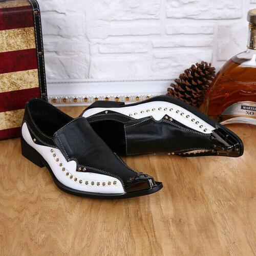 Details about   Mens Metal Pointed Toe Splice Rivets Formal Genuine Leather Dress Shoes British 